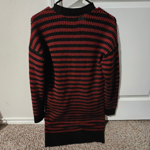 Hot Topic Red Black Striped Long Sleeve Button Front Cardigan Sweater - Picture 5 of 6